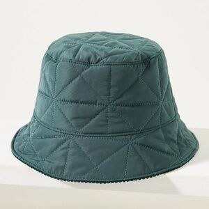 NWT Anthropologie WYETH QUILTED BUCKET HAT Reversible Green